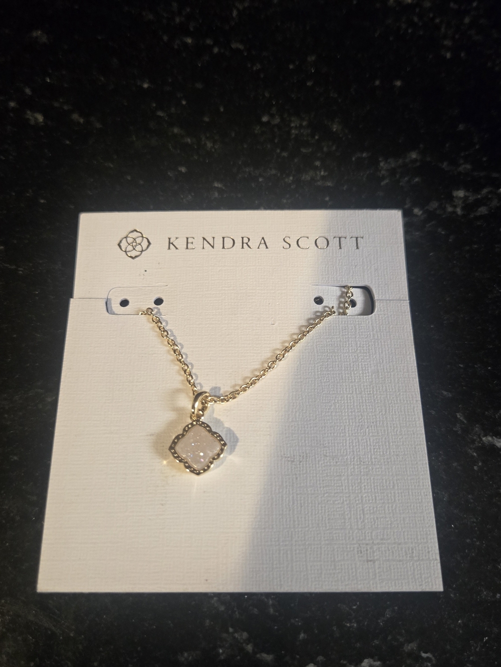 Kendra Scott Gold Necklace with Blush Pink Pendant